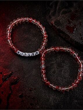 Killer Red Splatter Beaded Bracelet Set 8”